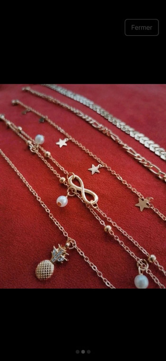 A38 lot de 5 bracelet cheville doré été plage réglable tendance - photo numéro 4