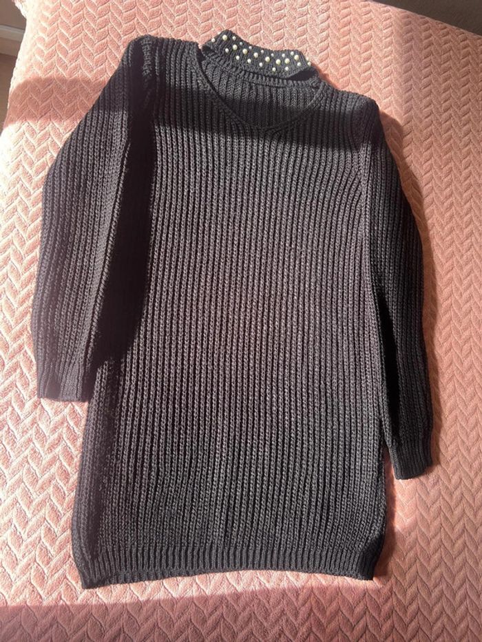 Robe pull noire à perles femme 38-42 comme neuve - photo numéro 5