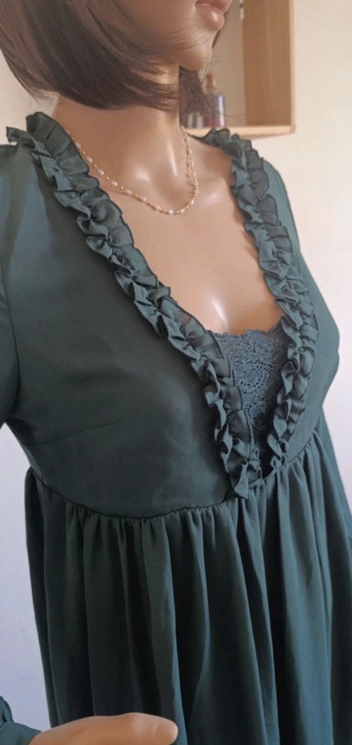 Magnifique robe courte manches longues verte taille 34 - Naf Naf - photo numéro 3