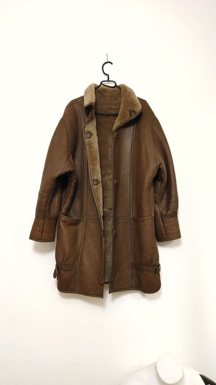 Manteau vintage en peau de mouton retourné shearling montone sheepskin réversible - photo numéro 12