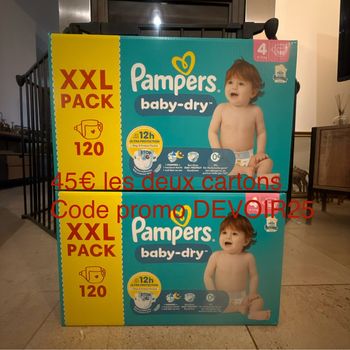 2 cartons de couches T4  à 45€ avec code promo