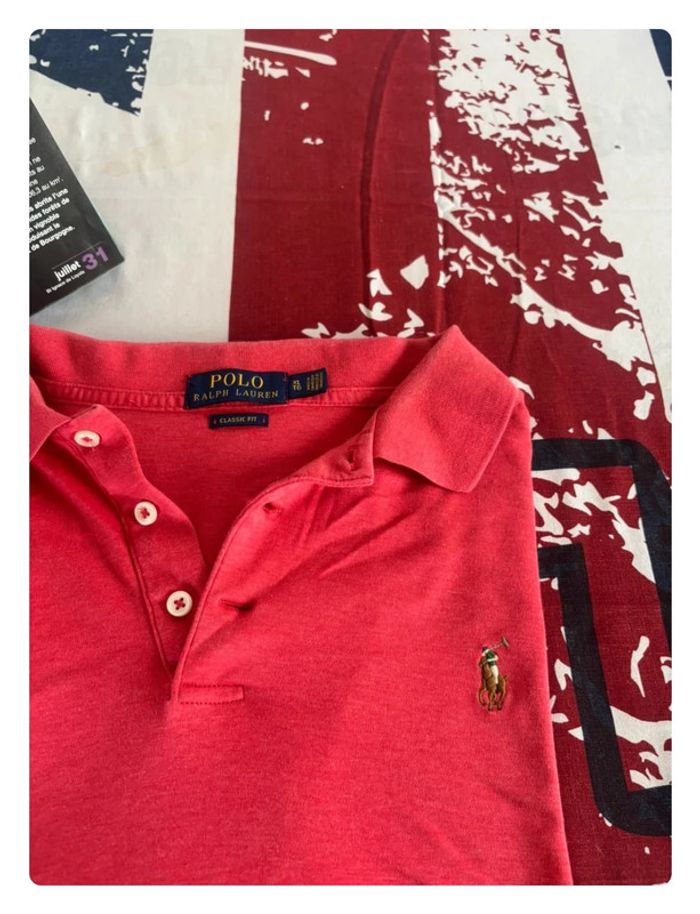 Polo Ralph Lauren rouge corail taille Xl logo prenium - photo numéro 2