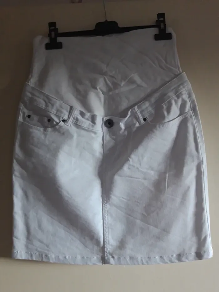 Jupe en jean Maternité blanche