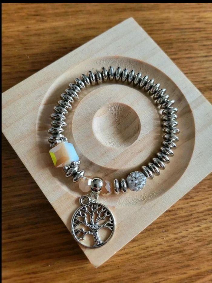 Lot 4 bracelets perles bohème – arbre de vie, aile, pompon – style zen ethnique mixte unisexe - photo numéro 7