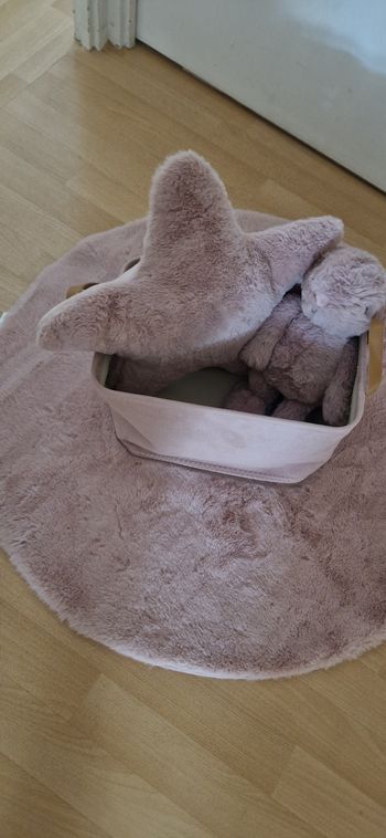 Lot panier tapis coussin peluche