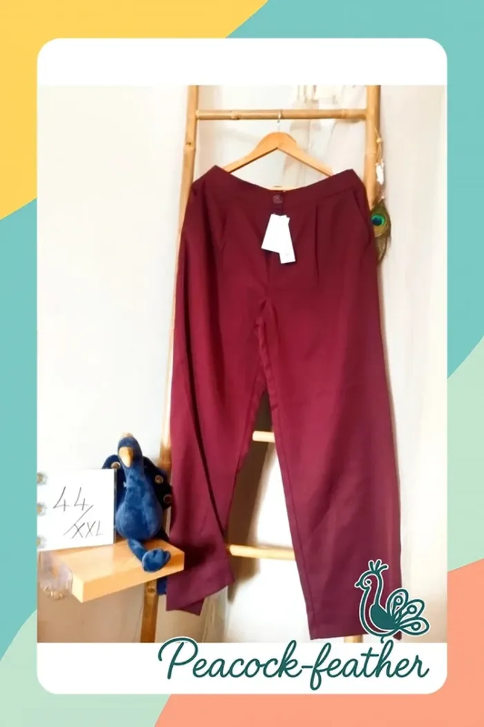Pantalon large stradivarius bordeaux neuf étiqueté 44