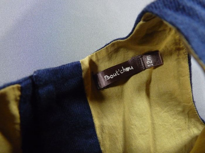 Robe chasuble twill bleu marine jaune Bout'Chou 12 mois 74 cm fille - photo numéro 3