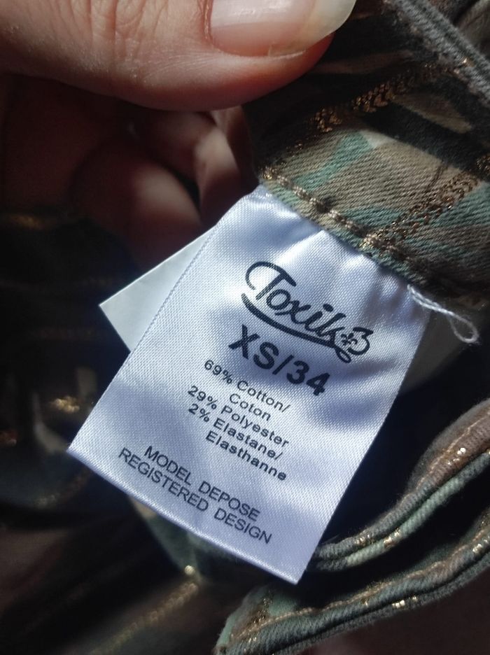 Pantalon décontractée kaki / or taille XS - photo numéro 5