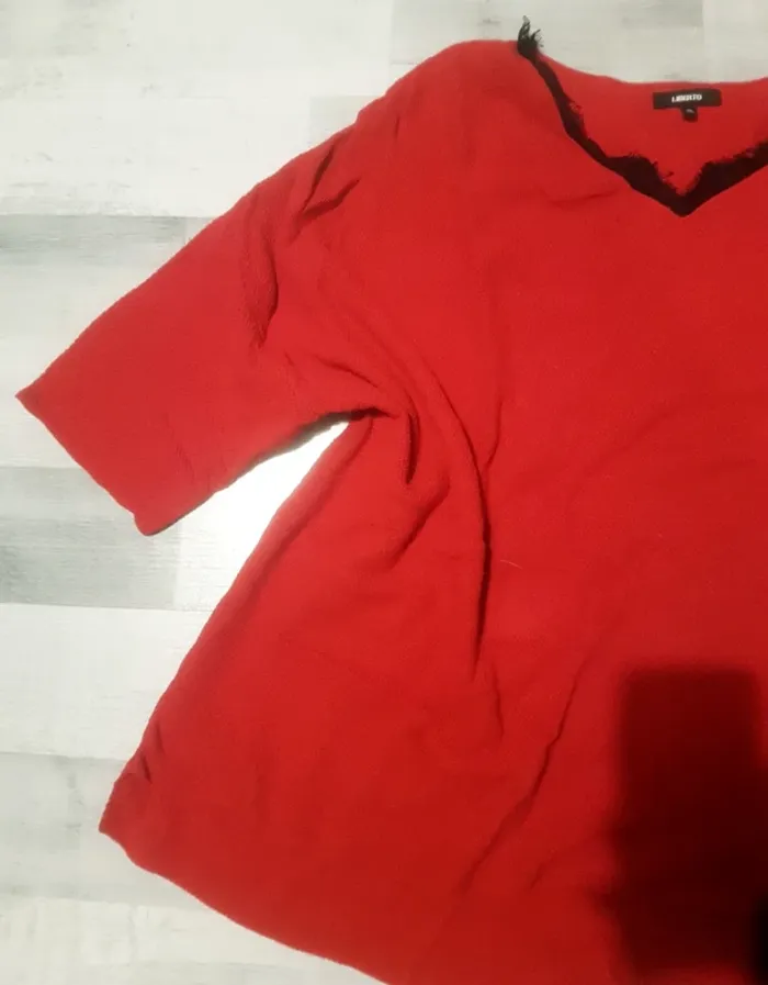 Blouse manche 3/4 rouge - Liberto - T.XL