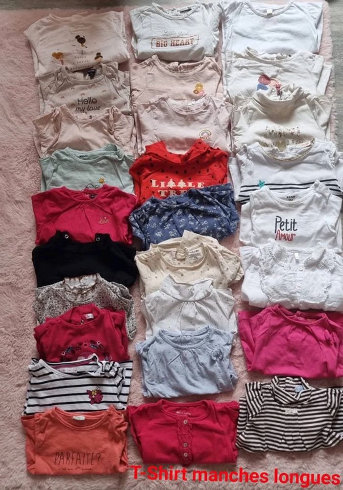 Lot 27 tee-shirt manches longues  - 9mois - 71cm -