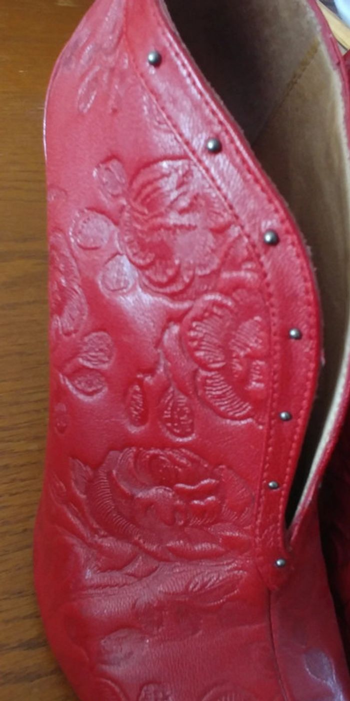 Magnifiques bottines Diesel en cuir rouge - photo numéro 3
