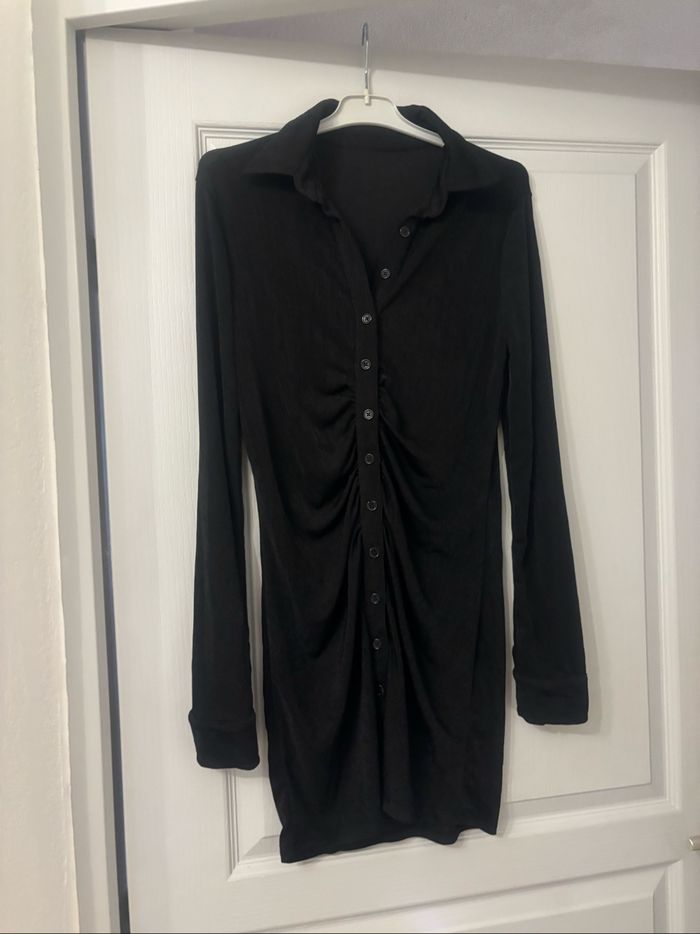 Robe moulante manches longues drapée S