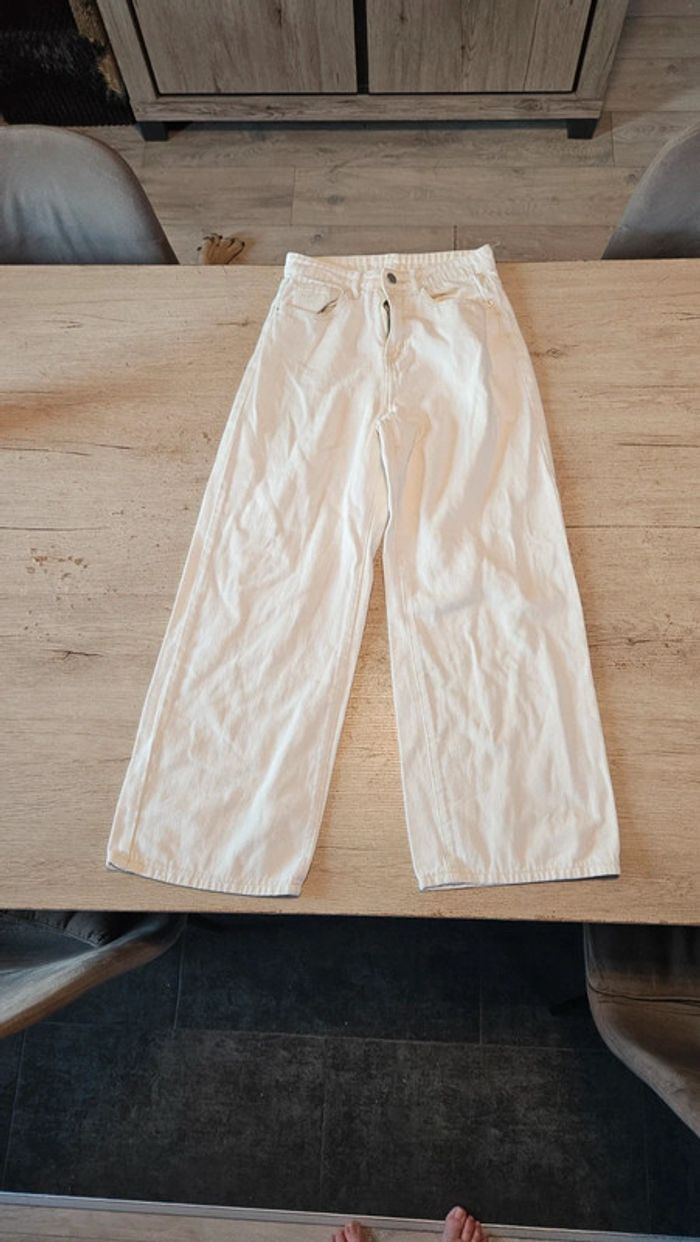Pantalon blanc cassé, coupe droite, large, Shein, XS - photo numéro 2
