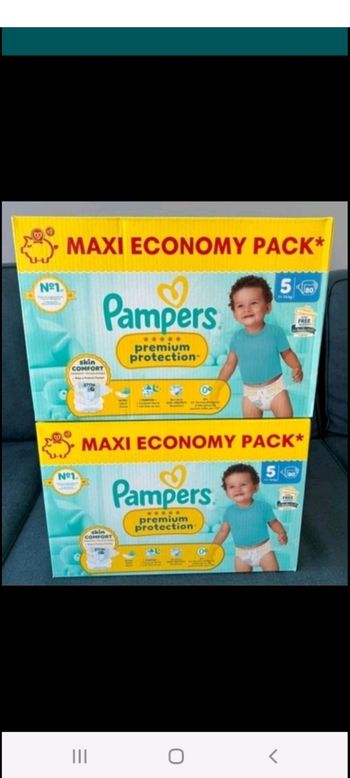 160 couches Pampers premium protection taille 5