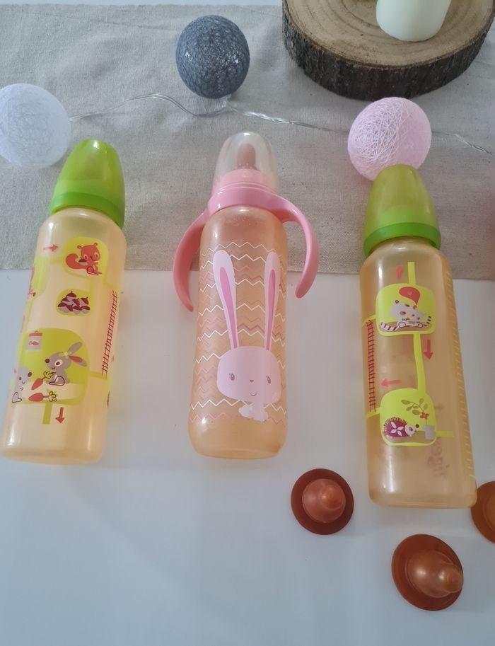 Lot biberons bébé 330 ml Tigex / Lapin / Minnie – Très bon état - photo numéro 2
