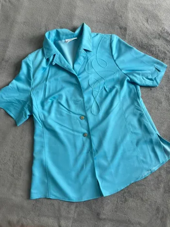 Chemise vintage satinée bleu ciel – T.44 – Frankenwälder Collection