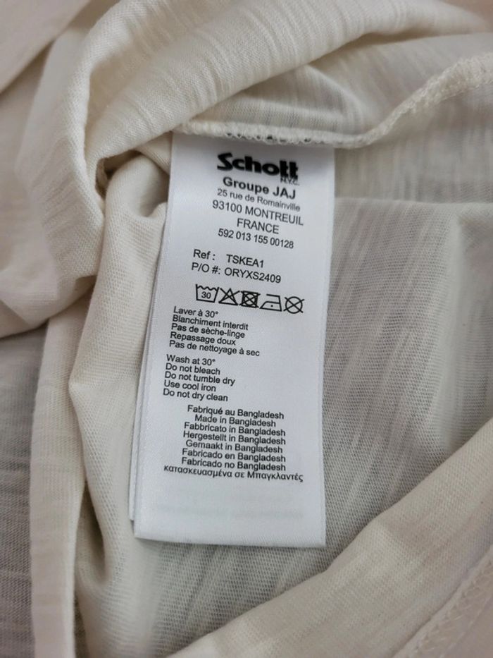 T-shirt Schott blanc 100% coton avec QR code - L - photo numéro 6