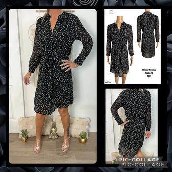 🖤 Robe noire fluide imprimée Selected – Taille 34 SOLDÉ -20% (vidéo portée dispo ) 🖤
