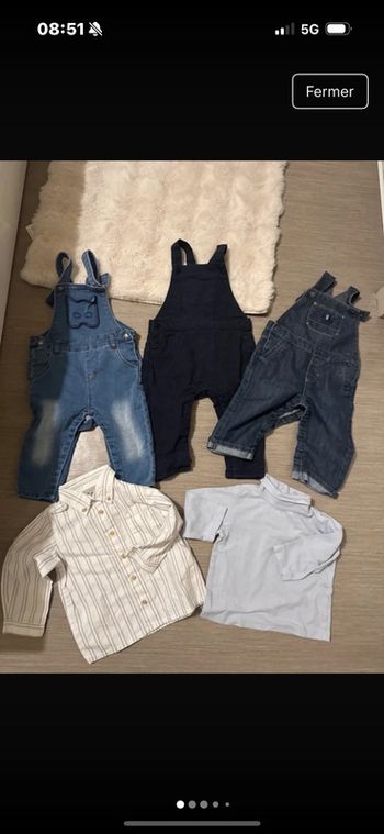 Lot 3 salopettes une chemise un pull 12 mois