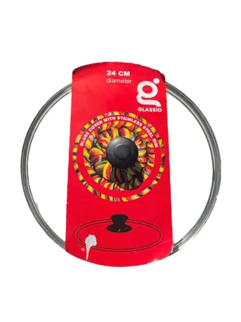 Couvercle en verre Glassio – Bord en acier inoxydable – 24 cm Neuf