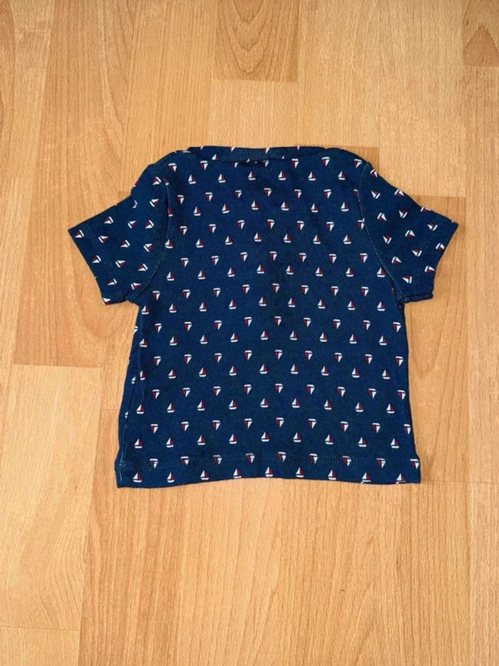 T-shirt Bébé Petit Bateau - Bleu Marine - Taille 3 Mois - Très Bon État - photo numéro 3