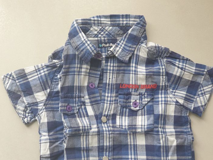 1 chemise manche courte bleu 4 ans marque pic ouic - photo numéro 3