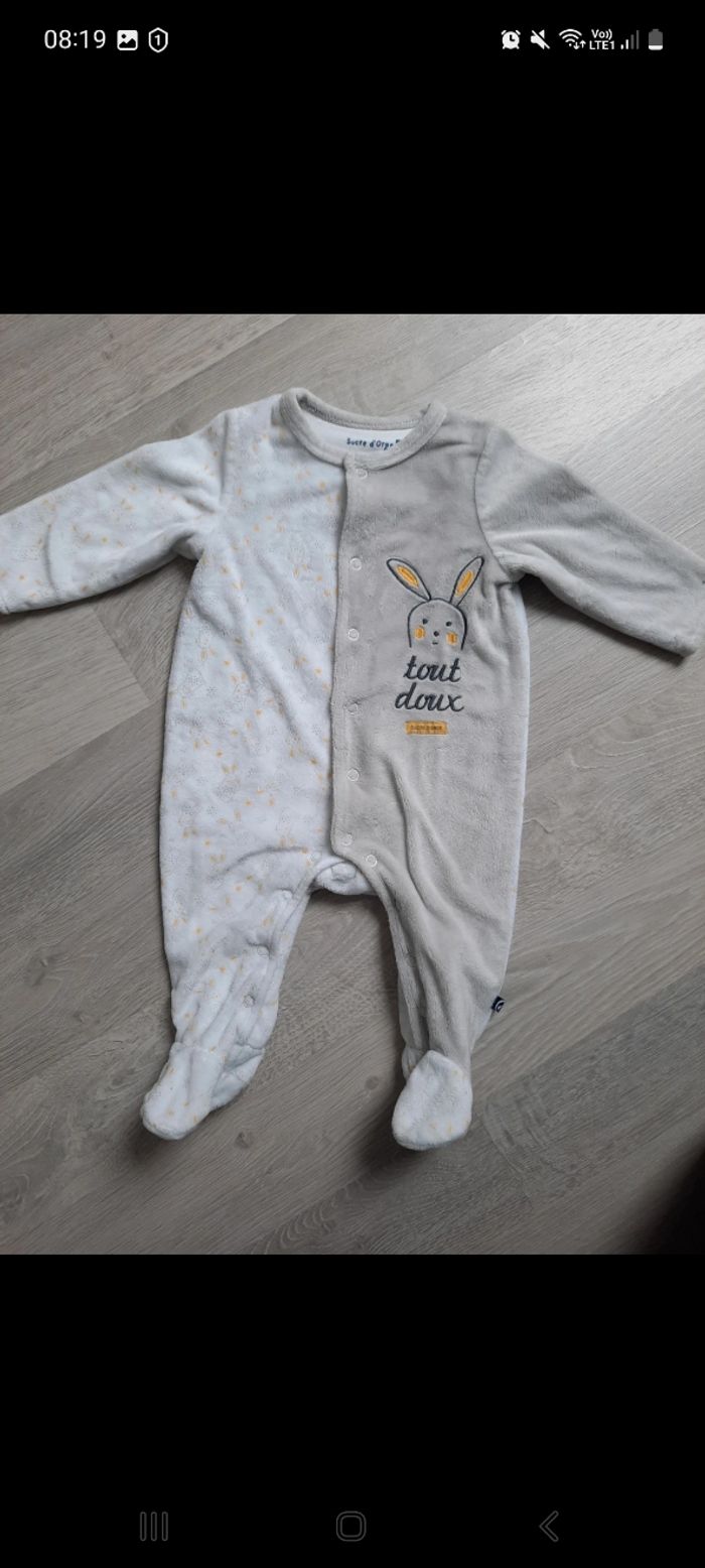 Pyjama velours + bonnet 6 mois