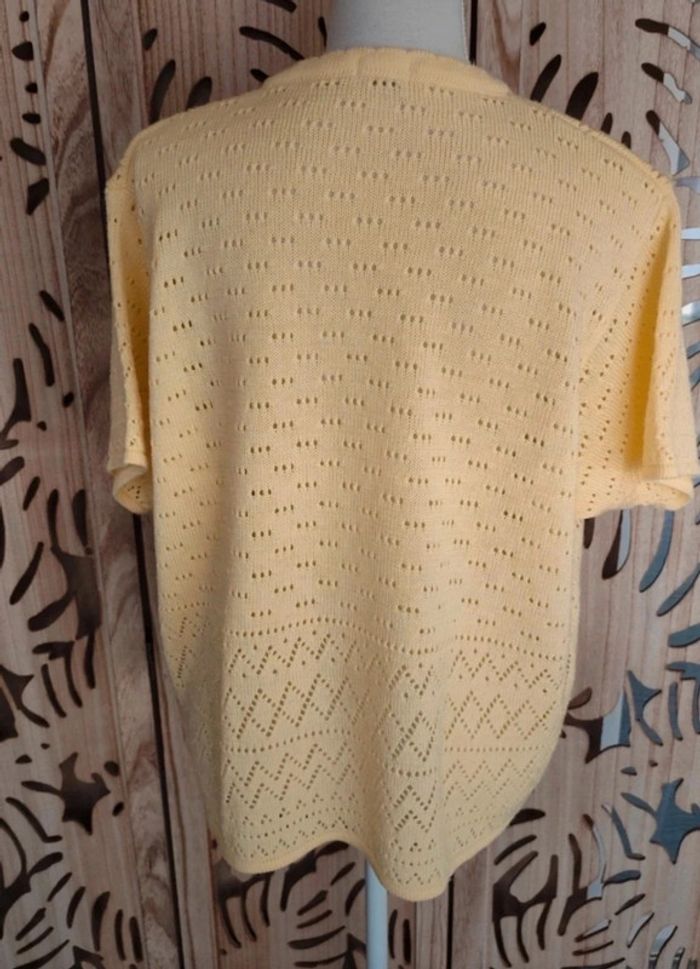 Pull jaune pâle en maille ajourée - Taille 52- Blancheporte - photo numéro 4