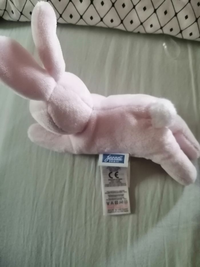 Mini doudou lapin JACADI couché rose 14 cm - photo numéro 2