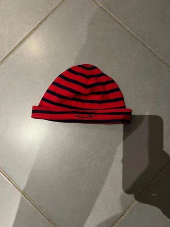 Bonnet - Moussaillon - Rouge à rayures bleu marine (type marinière) - 6/12 mois - Très bon état