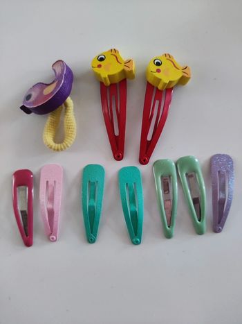 Lot 10 pinces barrettes cheveux paillettes & animaux