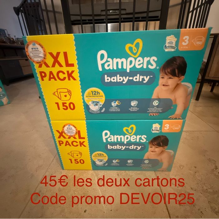 2 cartons Pampers T3 à 45€ avec code promo