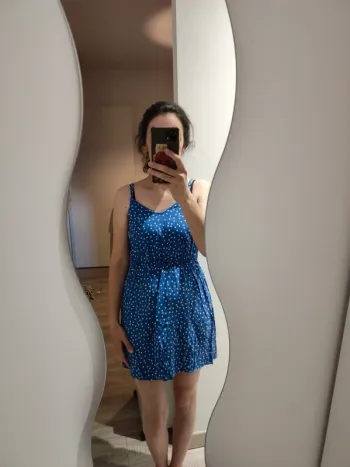 Robe bleue à pois XS Kiabi
