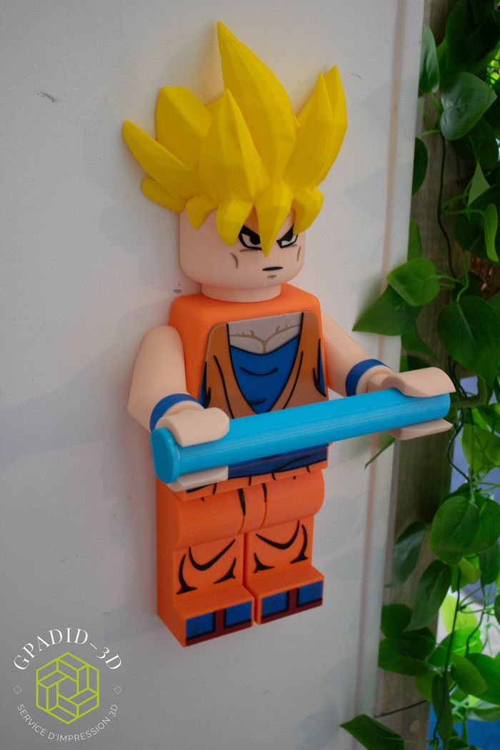 Dévidoir de papier toilette ou simple décoration murale dans un style lego son goku dragon ball z - photo numéro 3