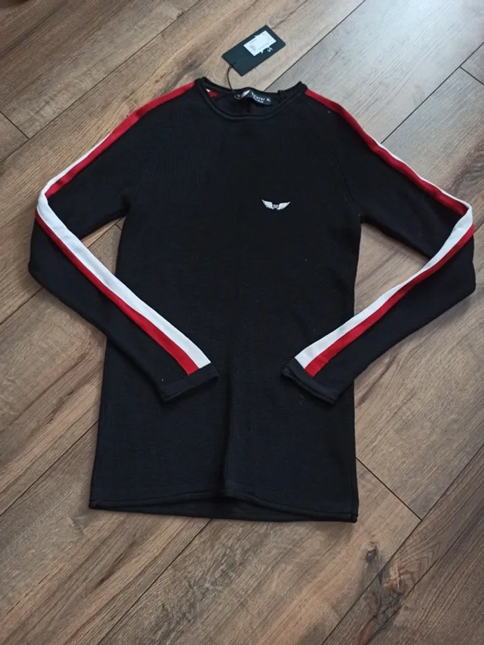 Pull uni noir homme manches longues barbossa XL