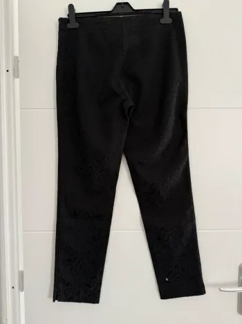 Pantalon legging noir 40 droit long jacquard tailleur costume pantaloni pantalones Vloeiende Calças