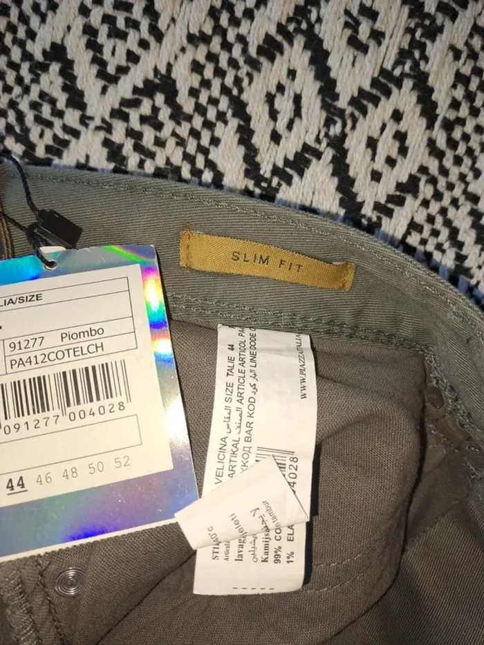 Pantalon homme gris neuf avec étiquette slim fit 40 France (44 Italy) Pizza Italia qualité - photo numéro 8