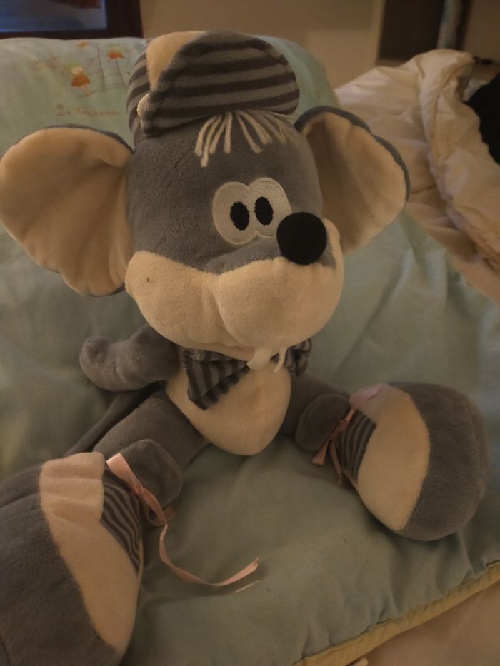 peluche souris gris - photo numéro 2