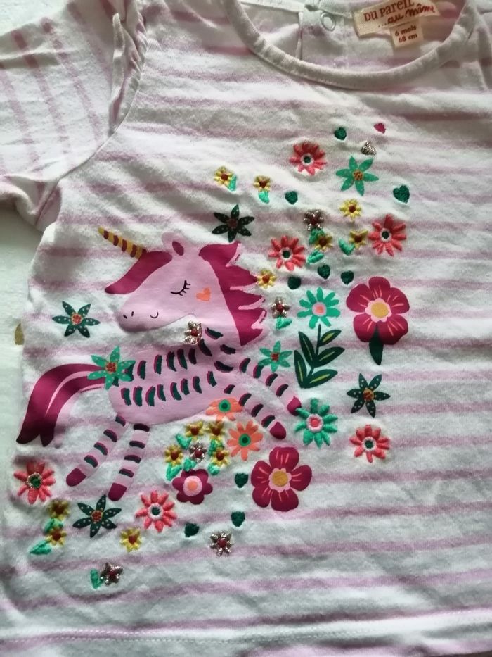 Lot de t-shirts bébé fille 6 mois dpam - photo numéro 4