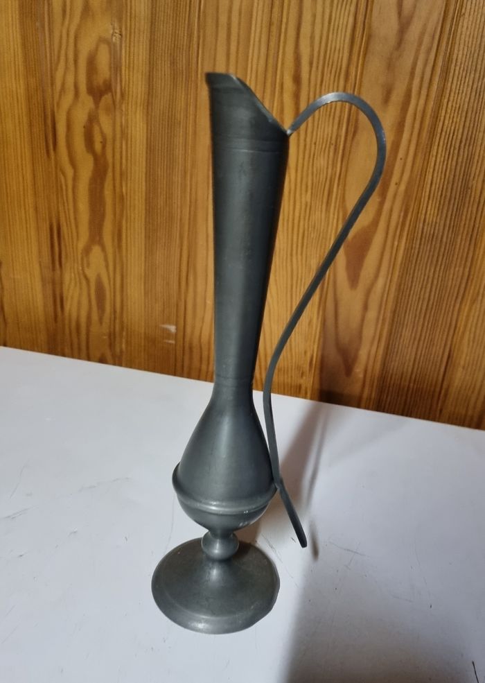 vase soliflore en étain 26cm ancien - photo numéro 4