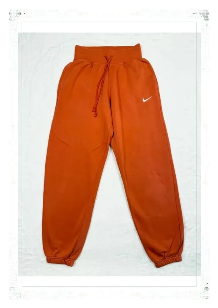 Nike pantalon taille haute coupe large orange femme taille XS coton - photo numéro 2