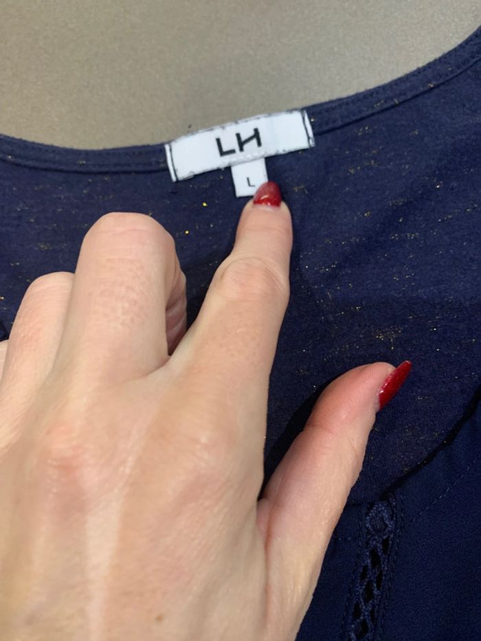 Haut bleu paillette doré - photo numéro 3