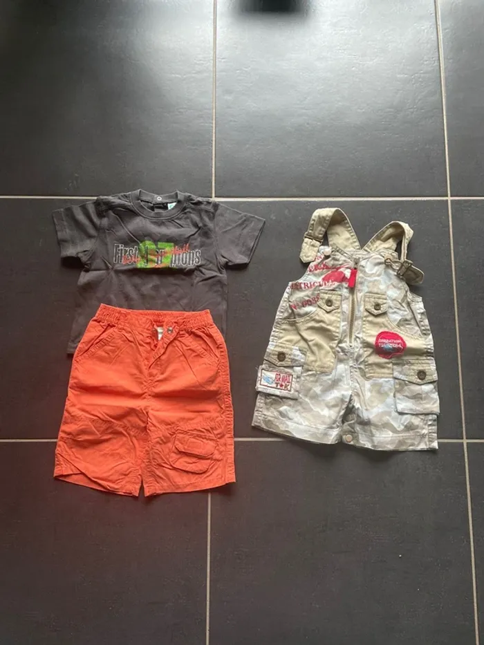 Lot bermuda t shirt et salopette