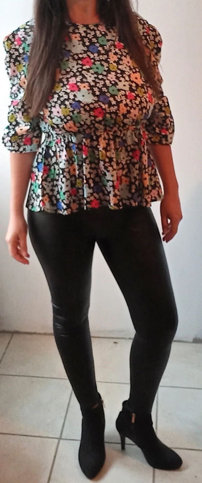 Top péplum à fleurs