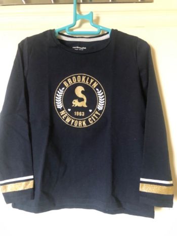 T-shirt manches longues marine et doré