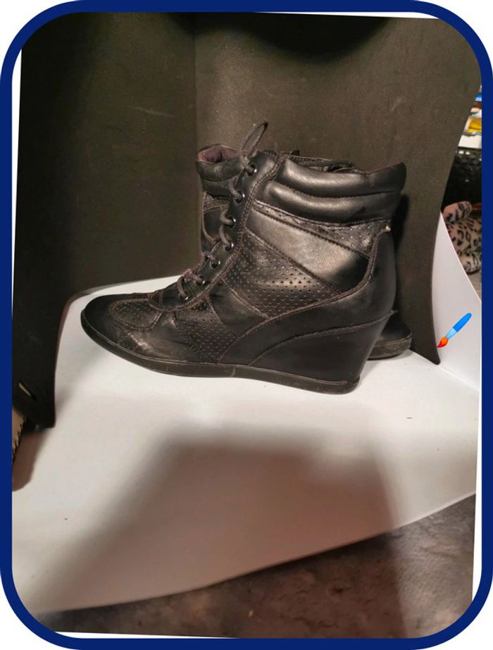 bottine talon compenser taille 39 noir - photo numéro 7