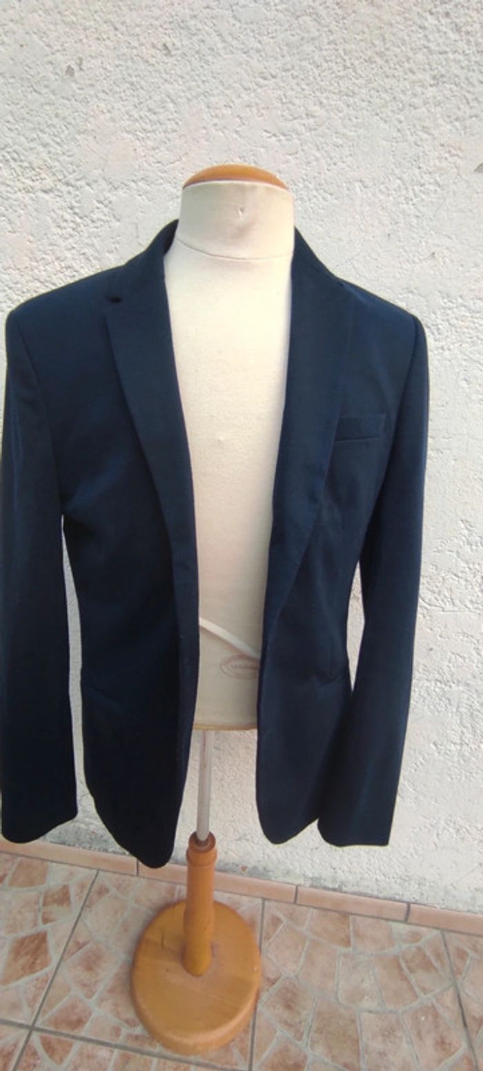 Veste blazer costume bleu marine Zara man - photo numéro 3