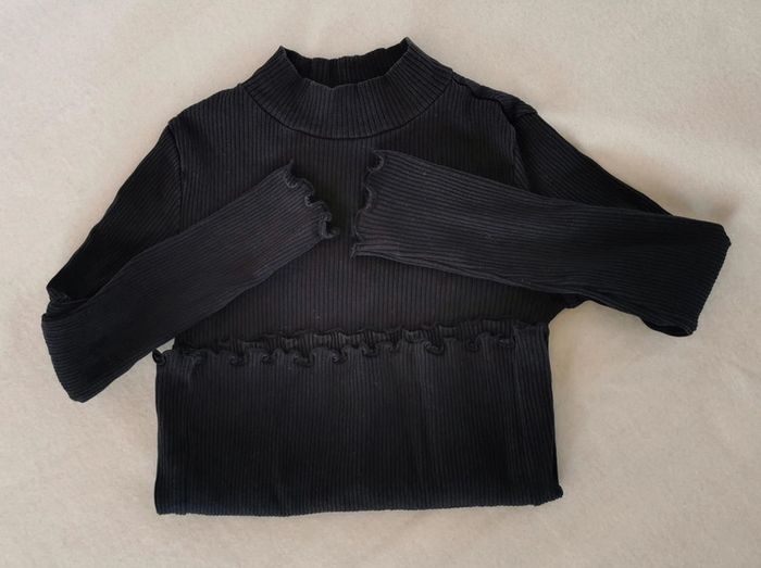 Tee-shirt 👸 col montant ou sous pull, noir, kiabi - photo numéro 3