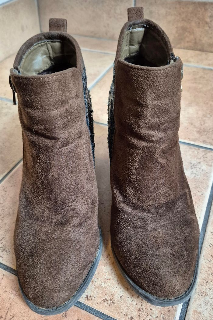 Bottines-lowsboots pailletées en daim - photo numéro 3
