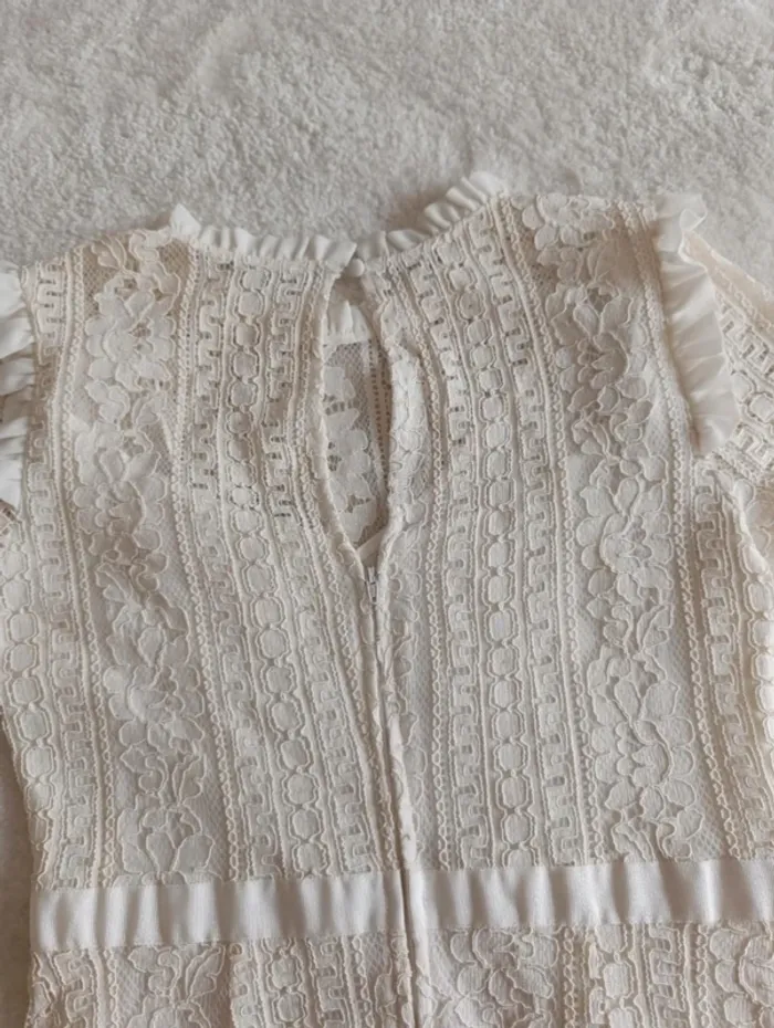 Robe Naf Naf 36 en dentelle blanc crème événement baptême mariage - photo numéro 7